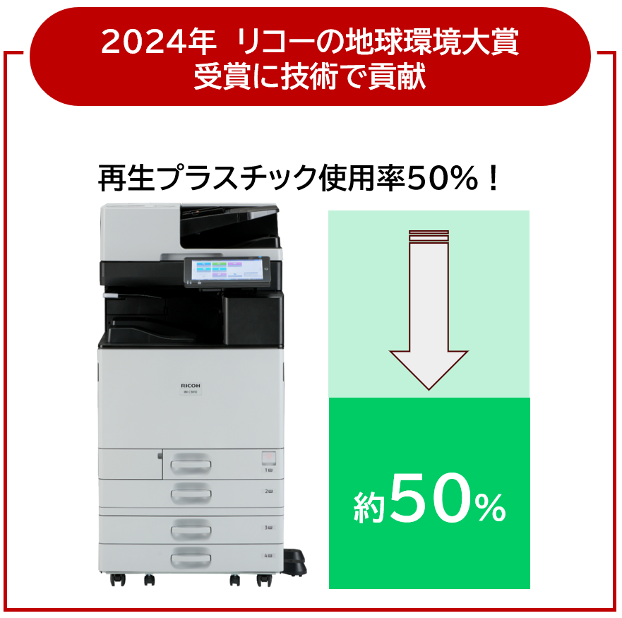 2024年リコーの地球環境大賞受賞に技術で貢献　再生プラスチック使用率約50%